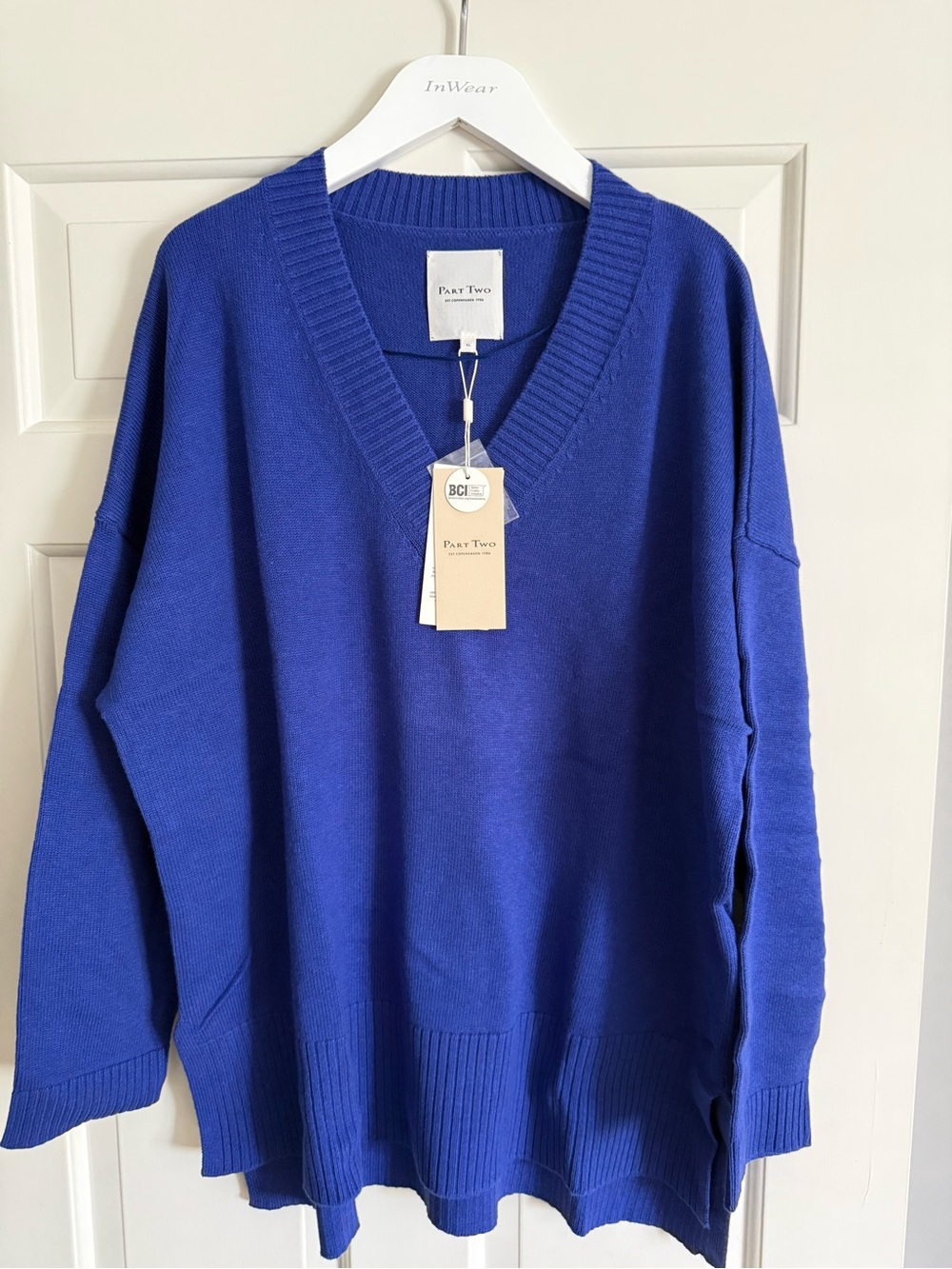 Part Two  V-Neck Sweater in Cobalt Blue